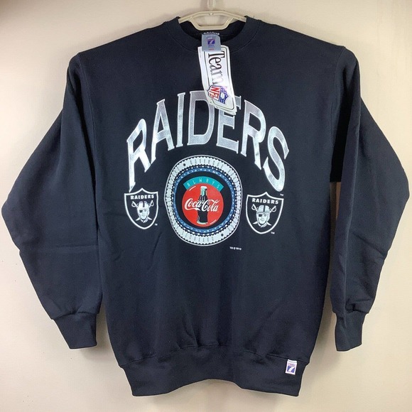 Vintage 1994 LA Raiders Coca Cola Crewneck Sweatshirt NFL Logo Seven 7 Deadstock - Picture 1 of 10